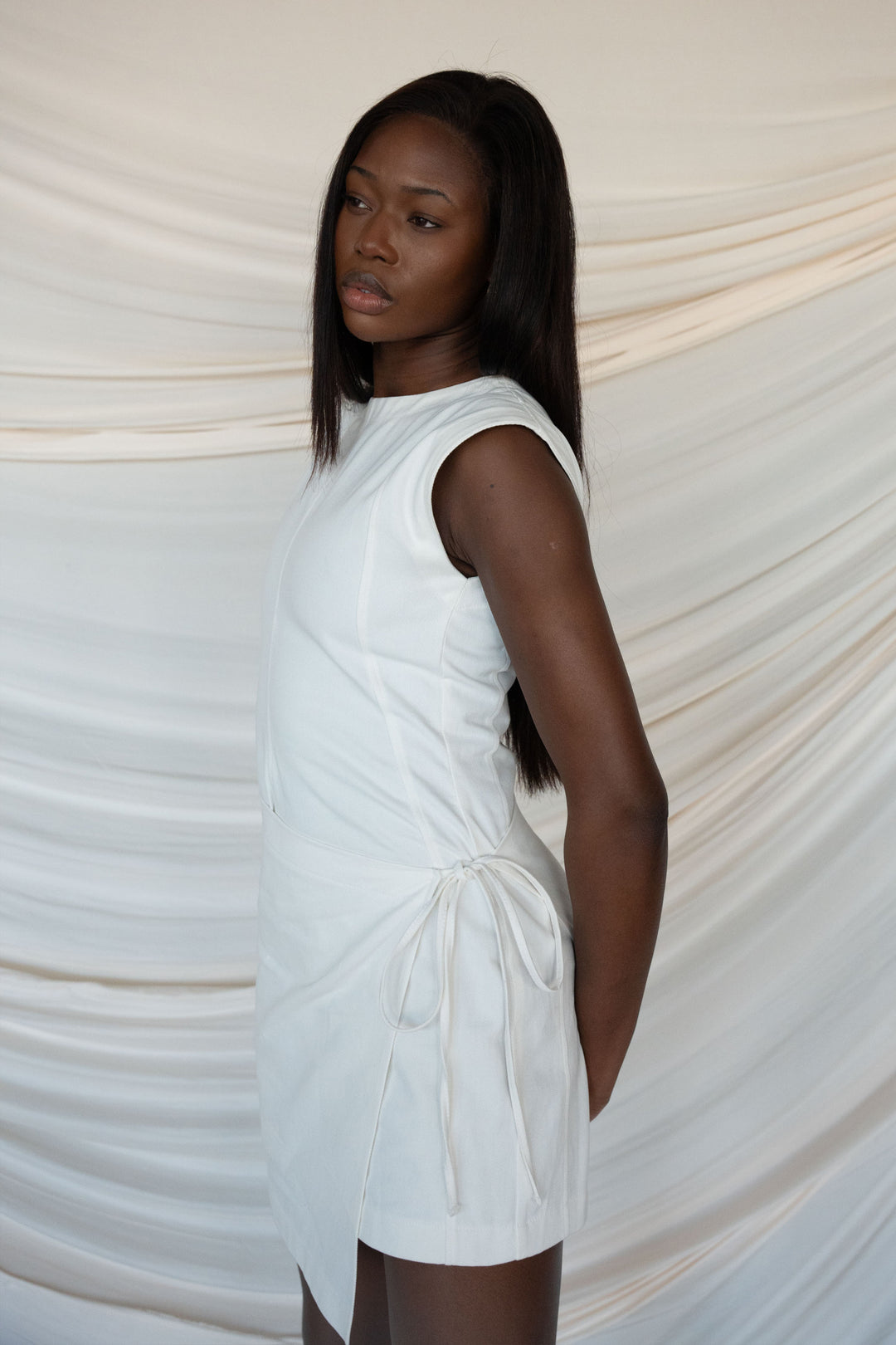 White Asymmetric Short Dress