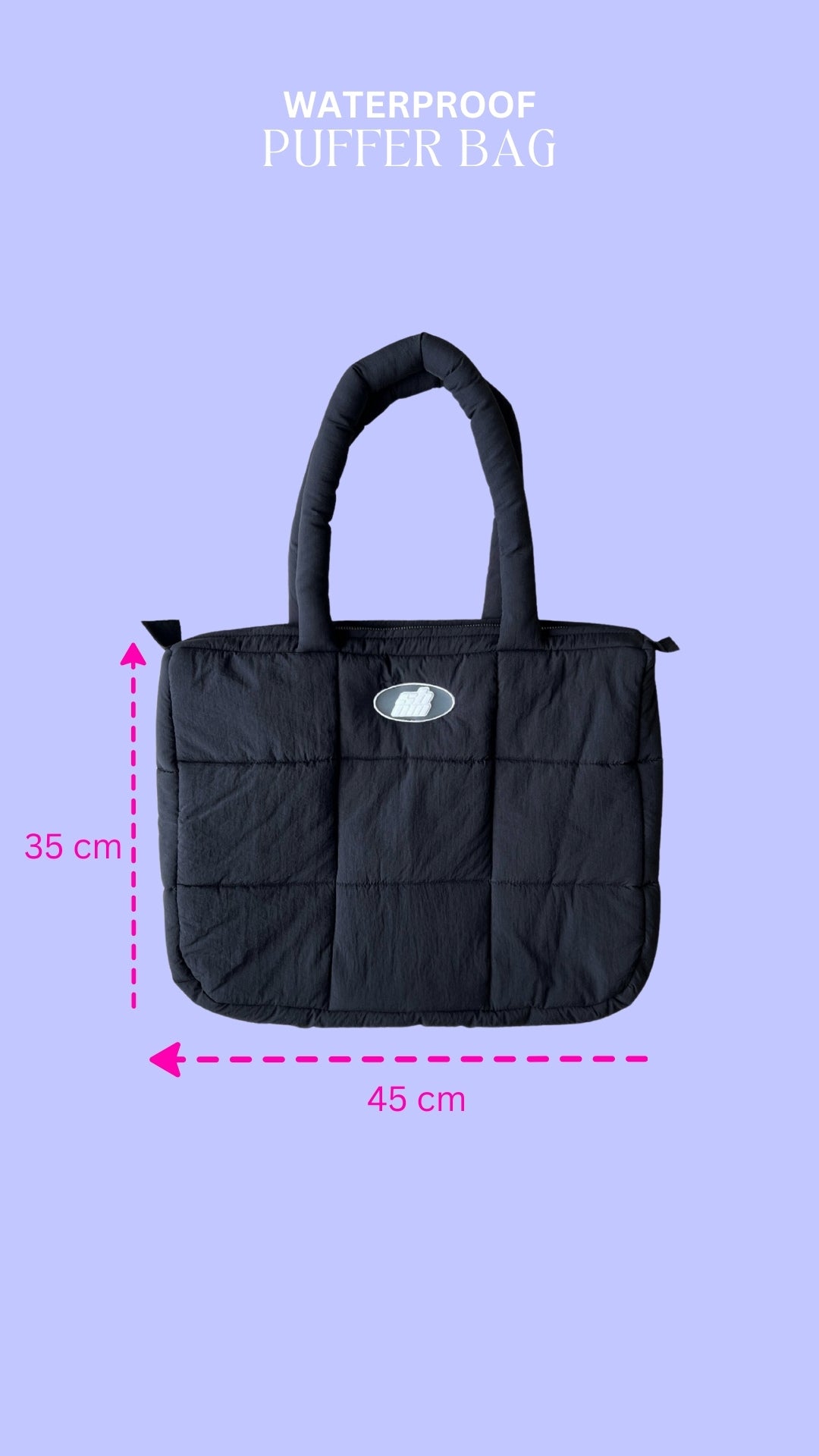 Black Waterproof Soft Puffer Bag