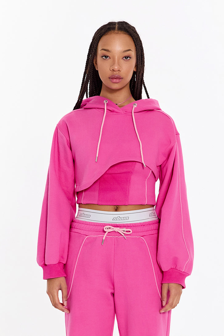 Curvy Cut Pink Hoodie