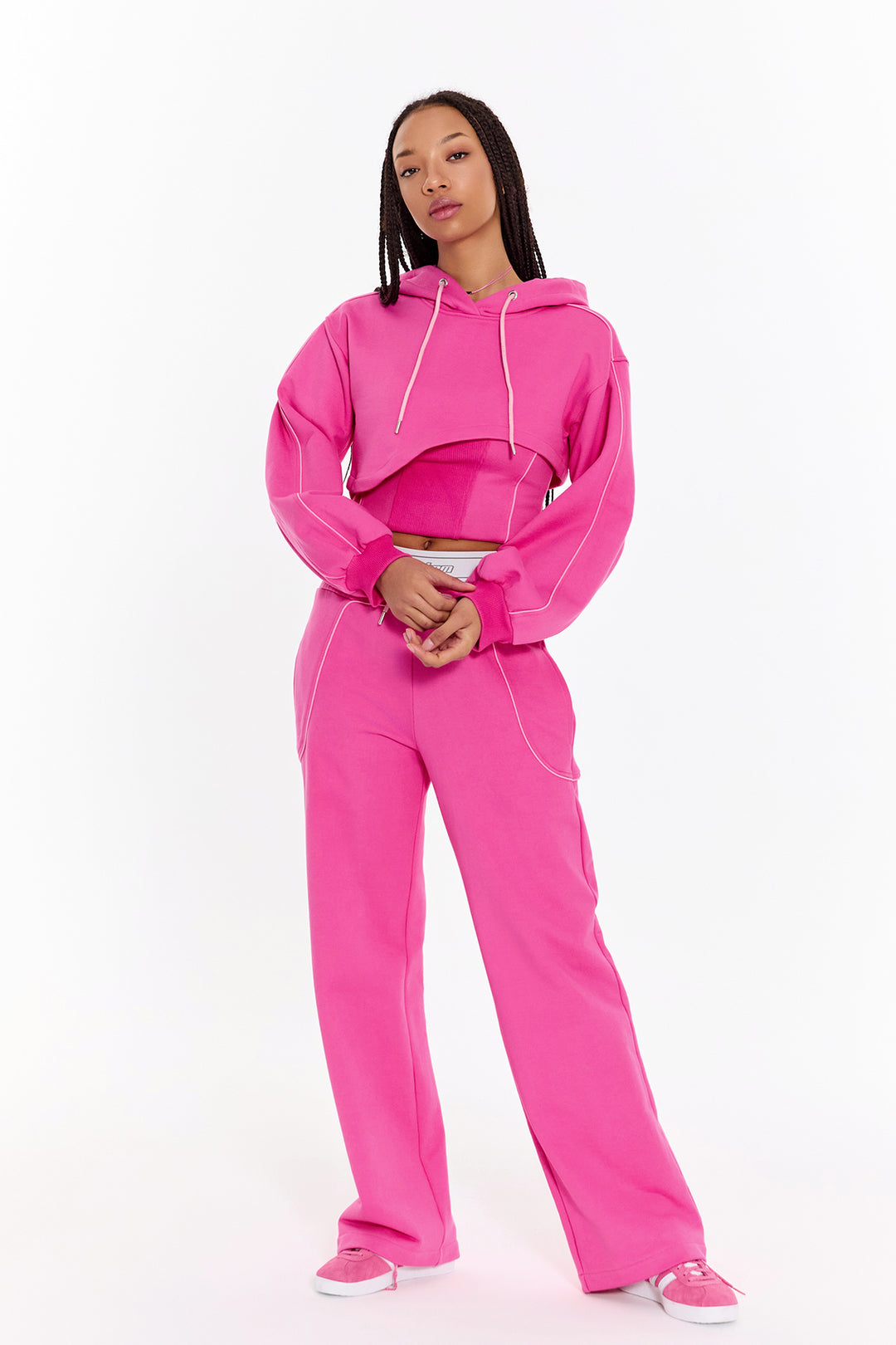 Curvy Cut Pink Hoodie