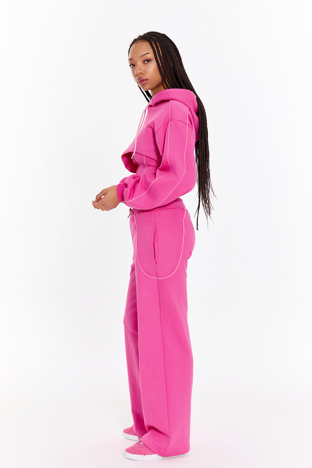 Curvy Cut Pink Hoodie