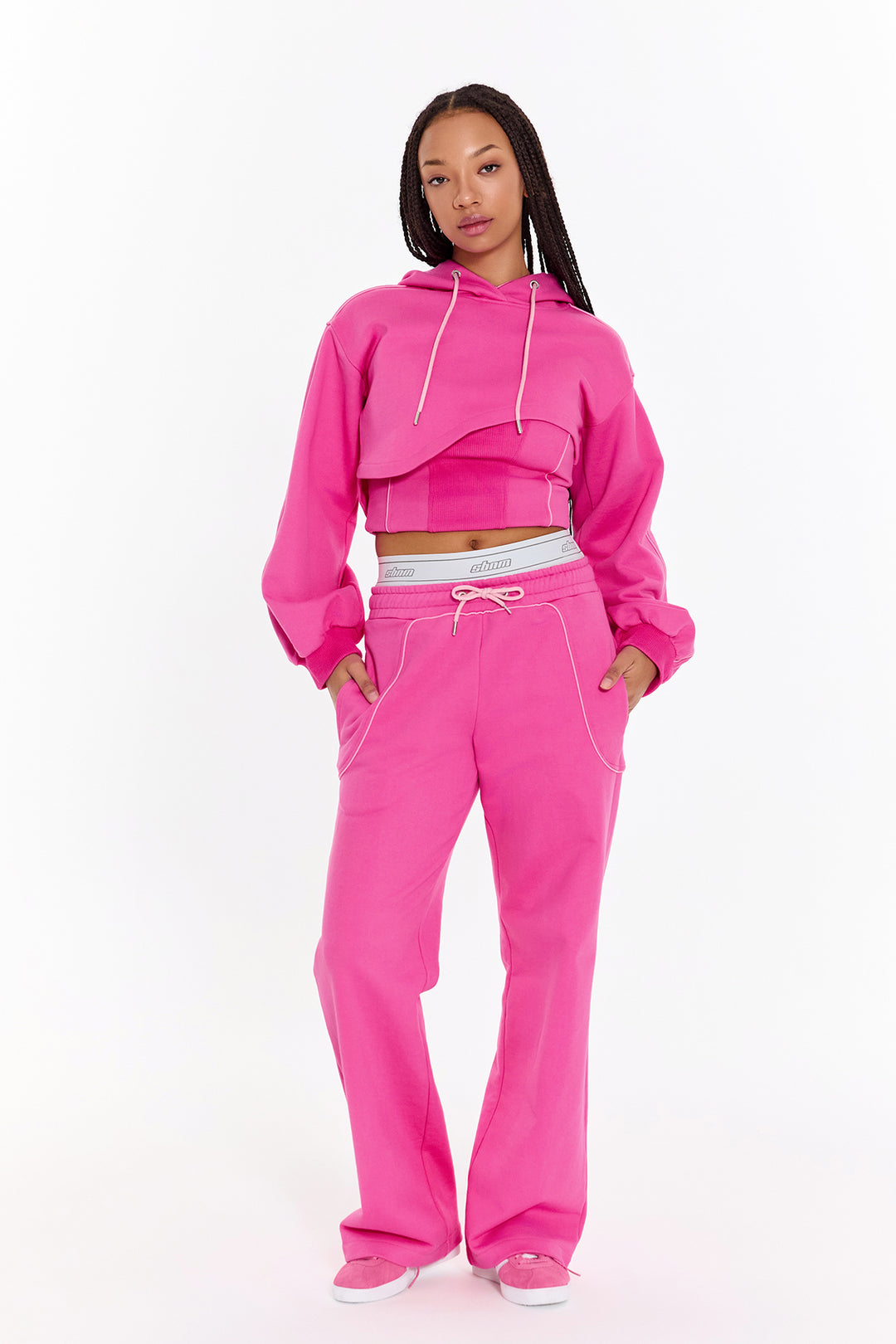 Curvy Cut Pink Hoodie