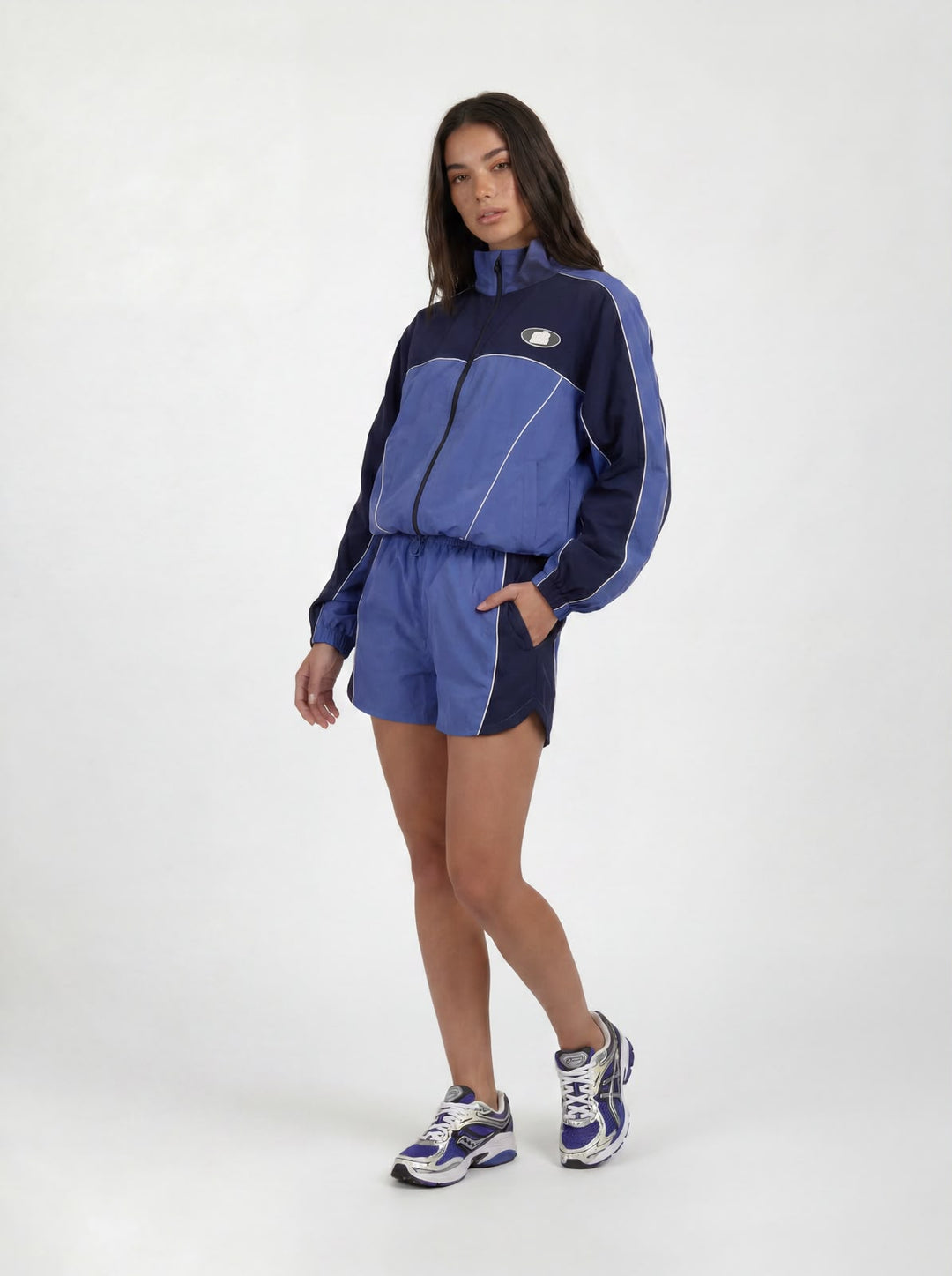 Navy Colorblock Windbreaker Vest
