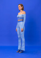 NAVY LOGOMANIA FLARE PANTS