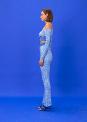 NAVY LOGOMANIA FLARE PANTS
