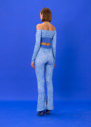 NAVY LOGOMANIA FLARE PANTS