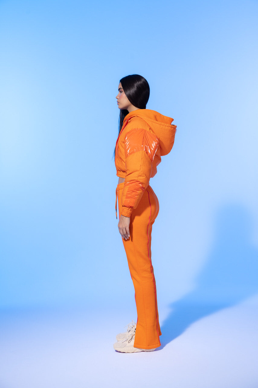 Glossy Y2K Orange Puffer Coat