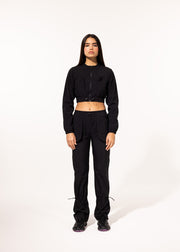 BLACK CROP TRACK JACKET