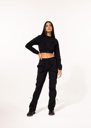 BLACK CROP TRACK JACKET