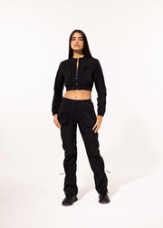 BLACK CROP TRACK JACKET